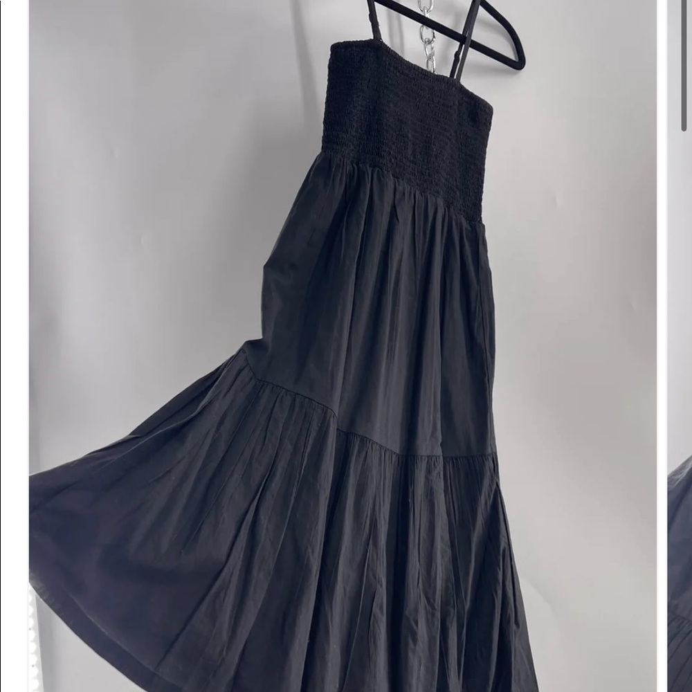 J crew black tiered Cotton maxi dress with smocked bodice (new with tags)